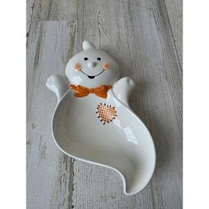 Vintage Hallmark ceramic friendly ghost bowl candy platter mini fall decor‎